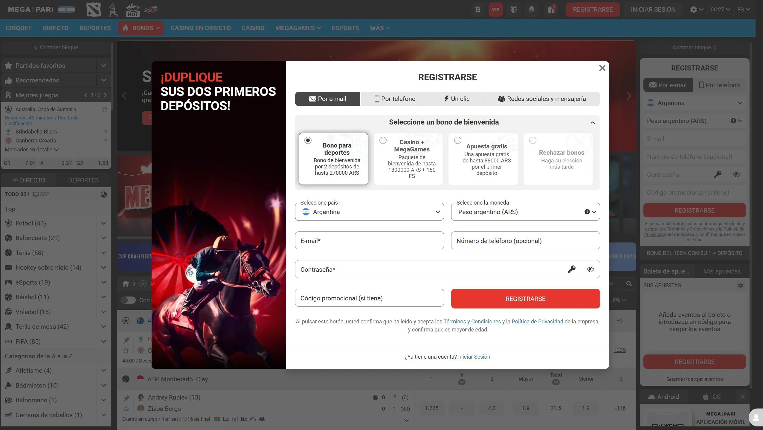 Megapari registro, inicio de sesión y acceso en casino virtual